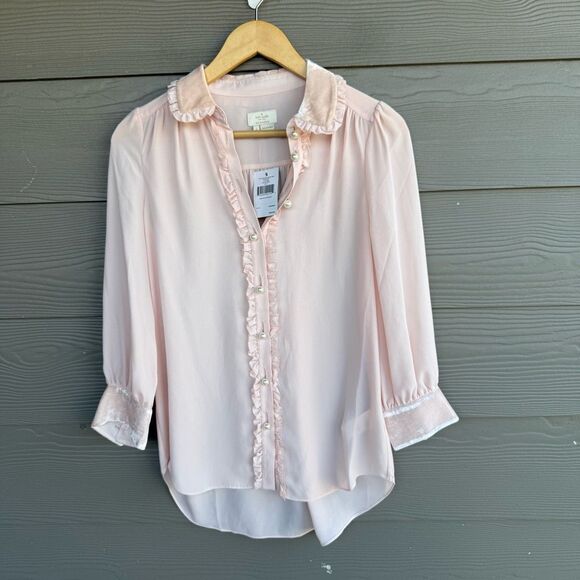 Kate Spade NWT pink blouse with pearl buttons - Picture 2 of 7